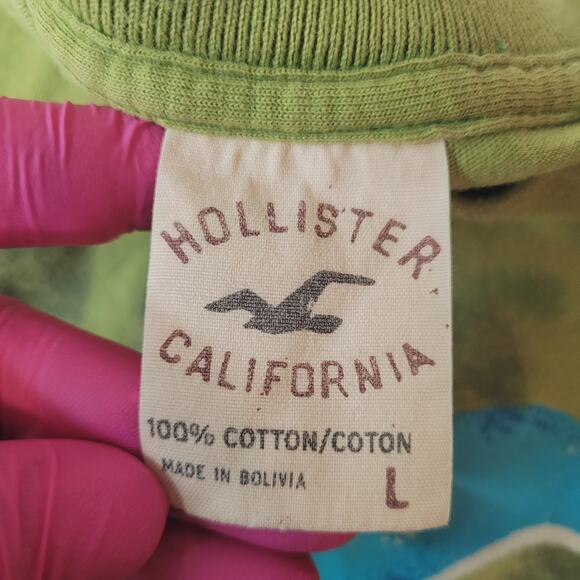 Hollister Single Stitch T Shirt M RARE VTG Y2K Tie Dye Green Fits Medium L Tag - Picture 4 of 5